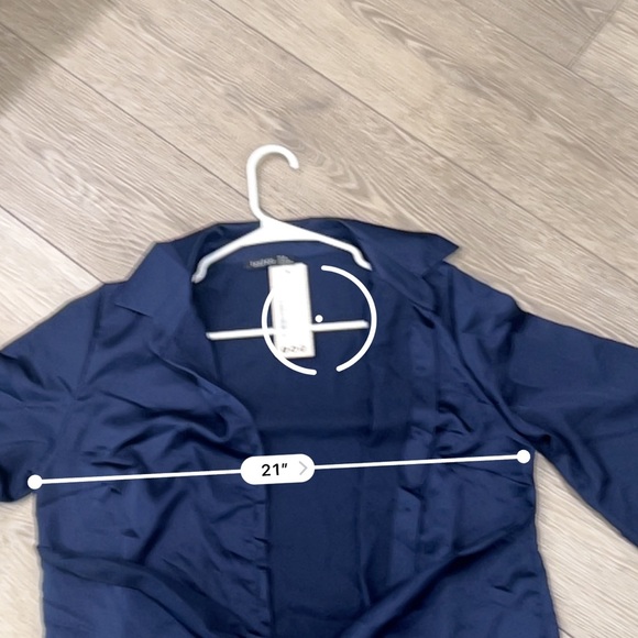 NWT SZ 16 maternity Boohoo Midnight Blue navy Satin button down midi dress - Picture 6 of 11